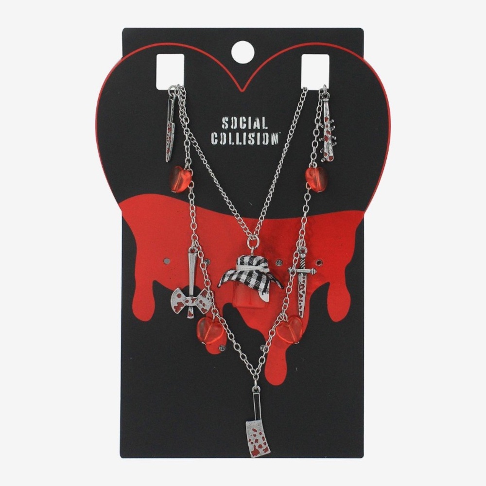 Social Collision Bloody Weapon Heart Necklace Set‎ Hot Topic Halloween Horror